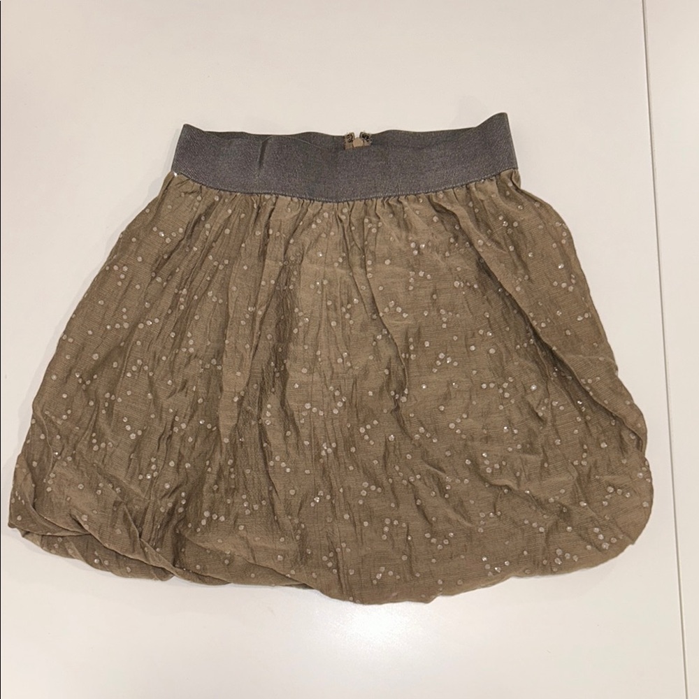 J. Crew Tan Mini Skirt with White Sparkle Dots